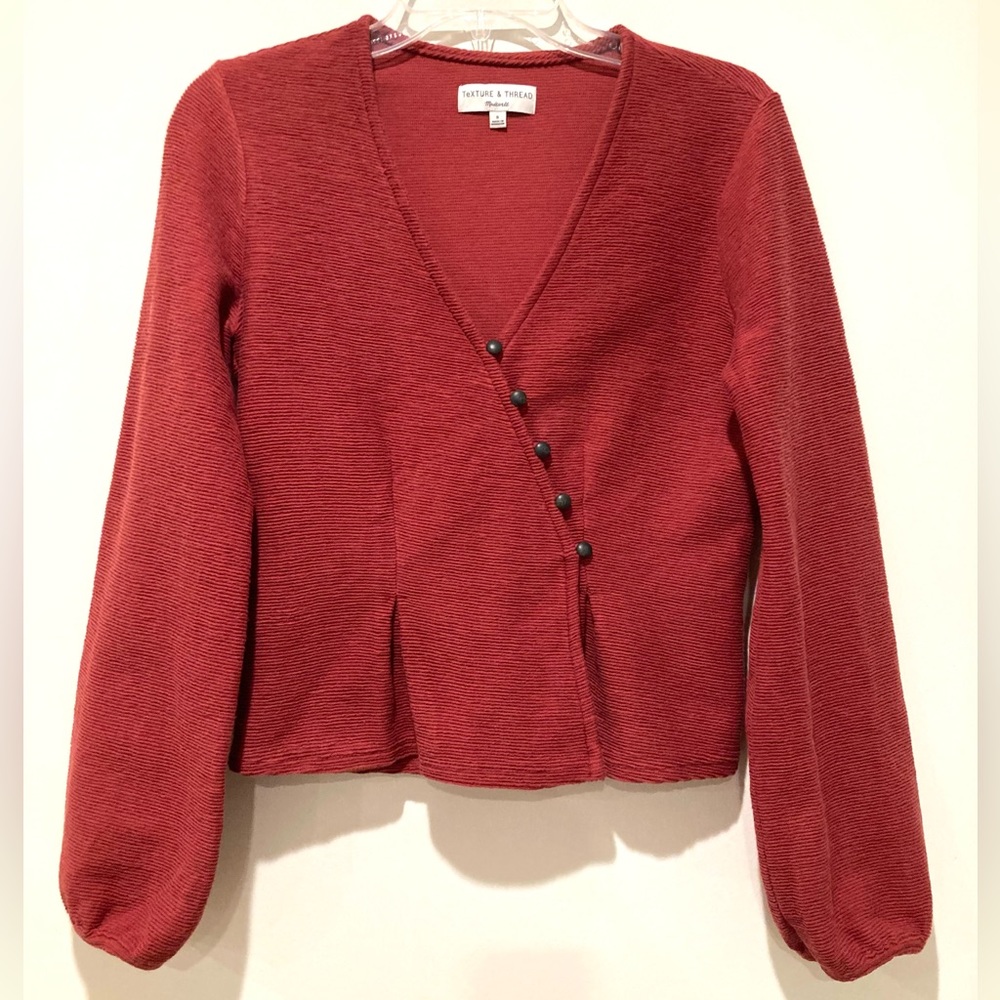Madewell Texture & Thread Button-Wrap Top, Size S… - image 1